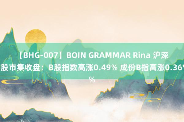 【BHG-007】BOIN GRAMMAR Rina 沪深B股市集收盘：B股指数高涨0.49% 成份B指高涨0.36%